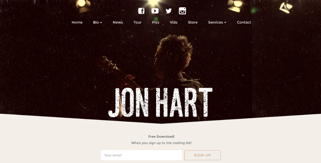 Build your mailing list and send professional newsletters - Jon Hart Mailing List Signup