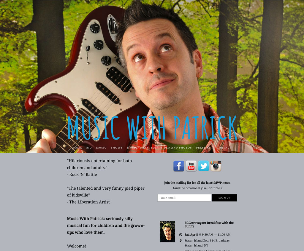 Children's music website design Home page