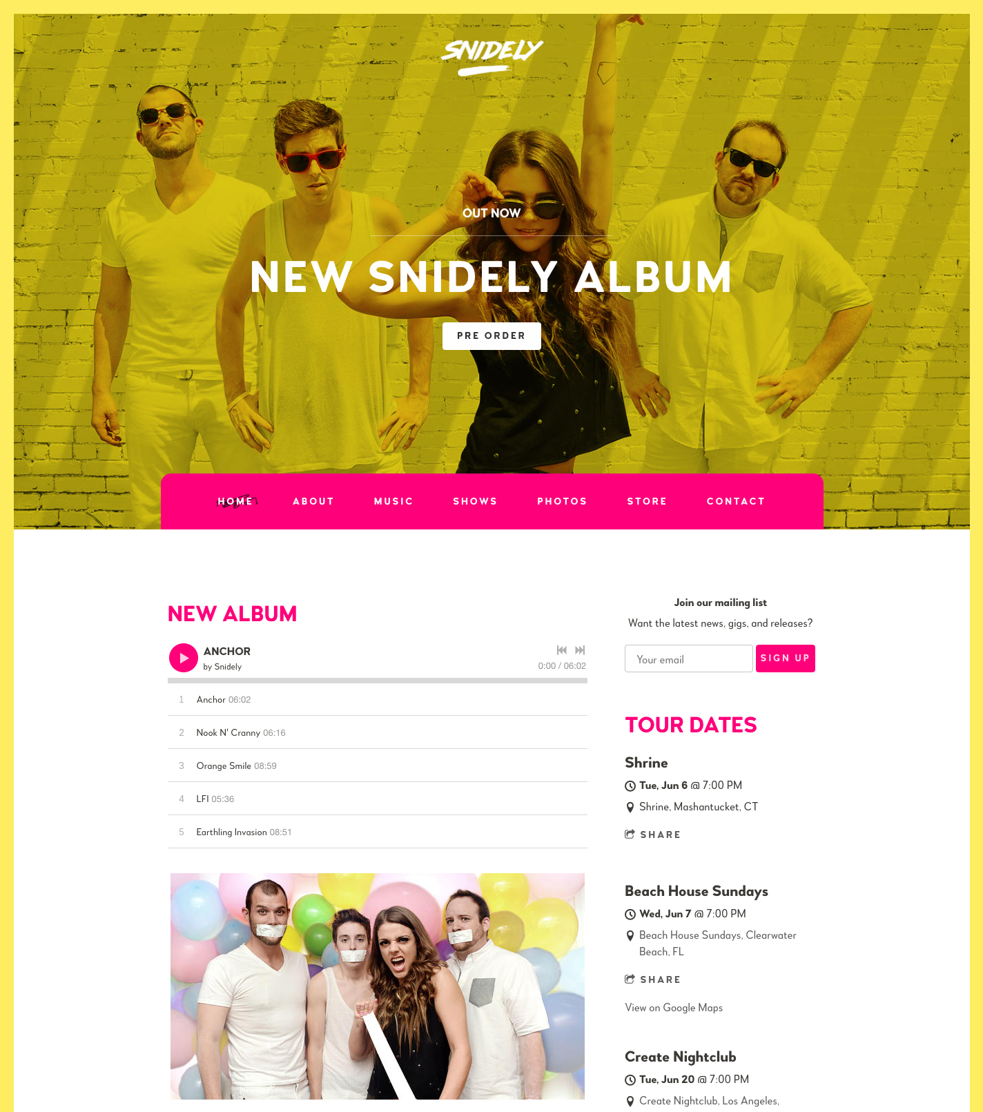 Pop band website template