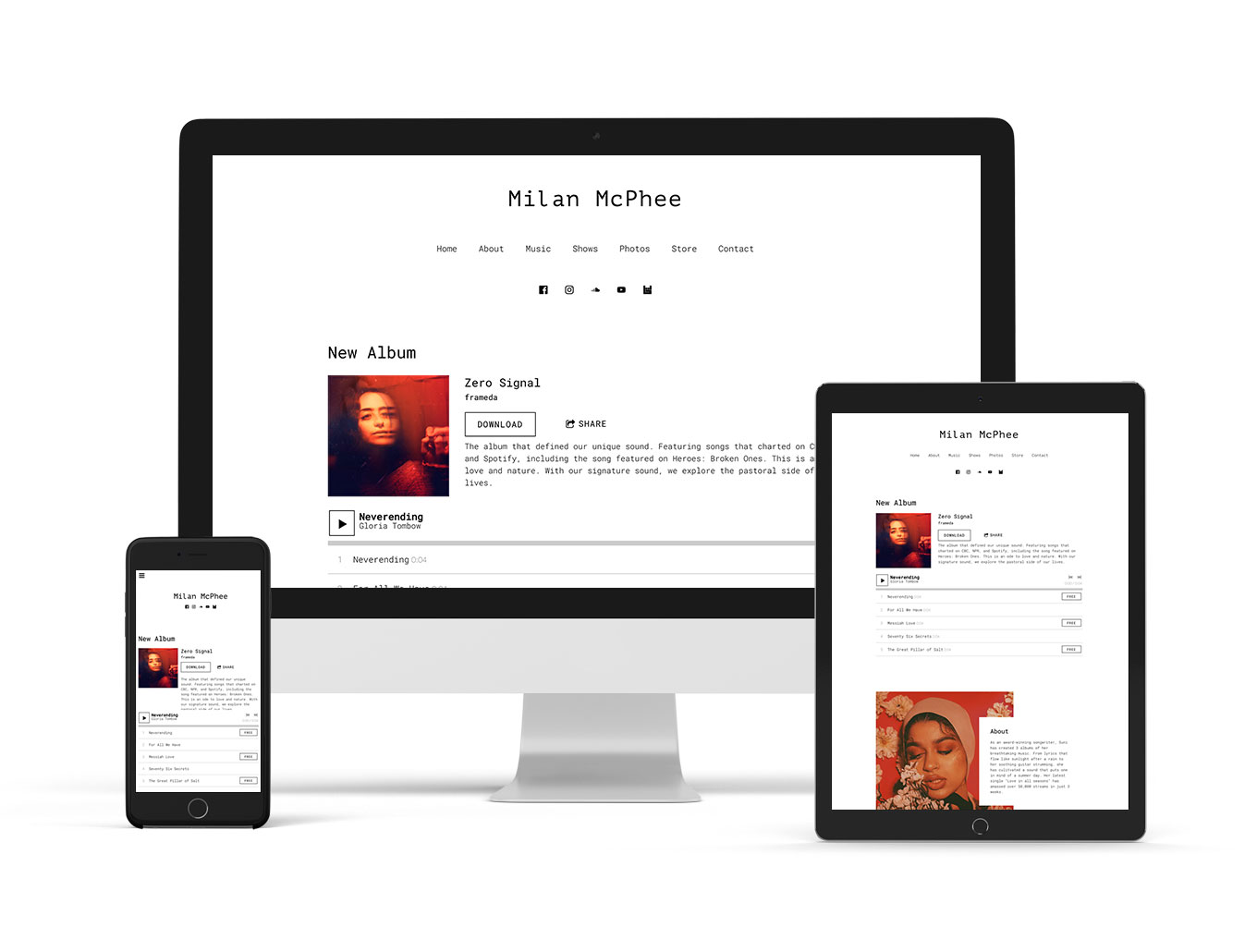Neutral music website template