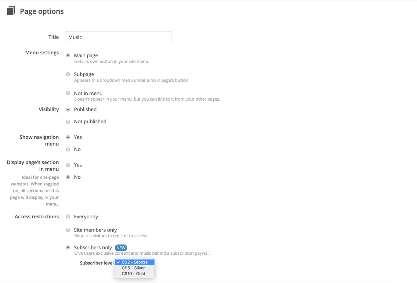 Page Settings - Make a page Subscriber-Only