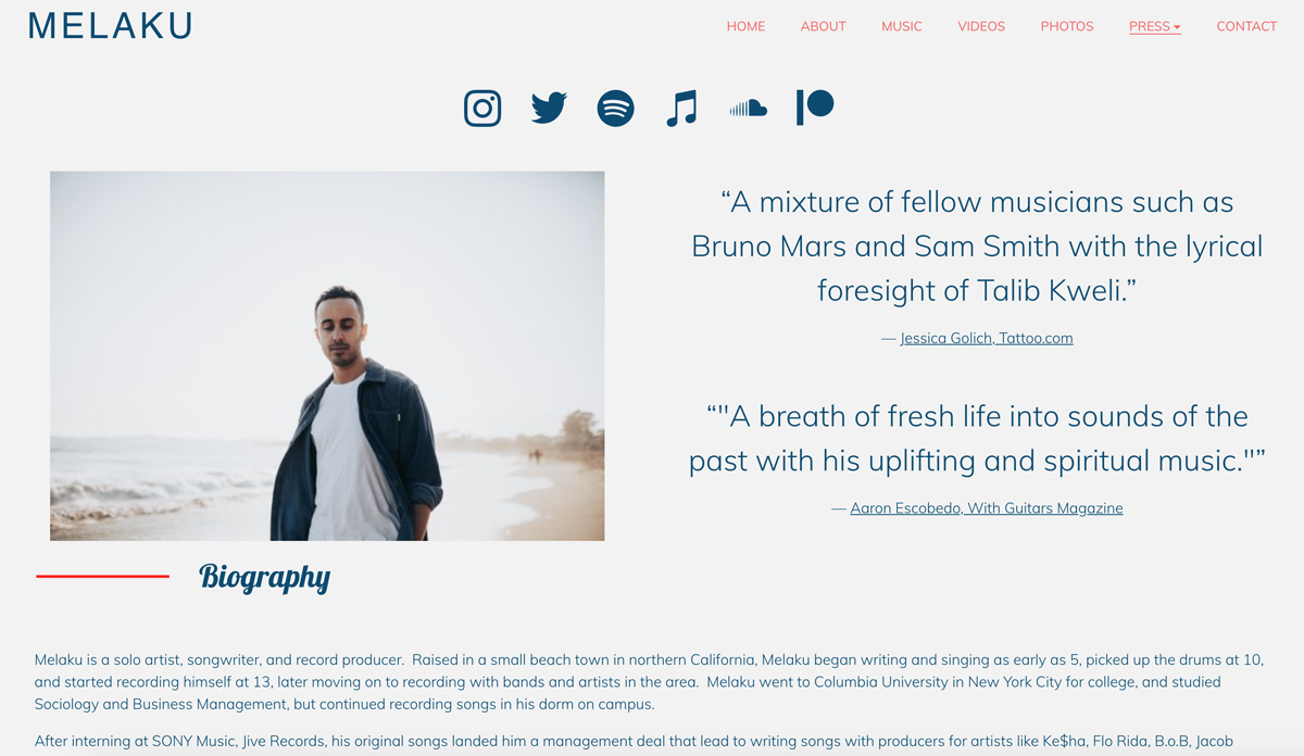 Website design inspiration: best singer-songwriter websites