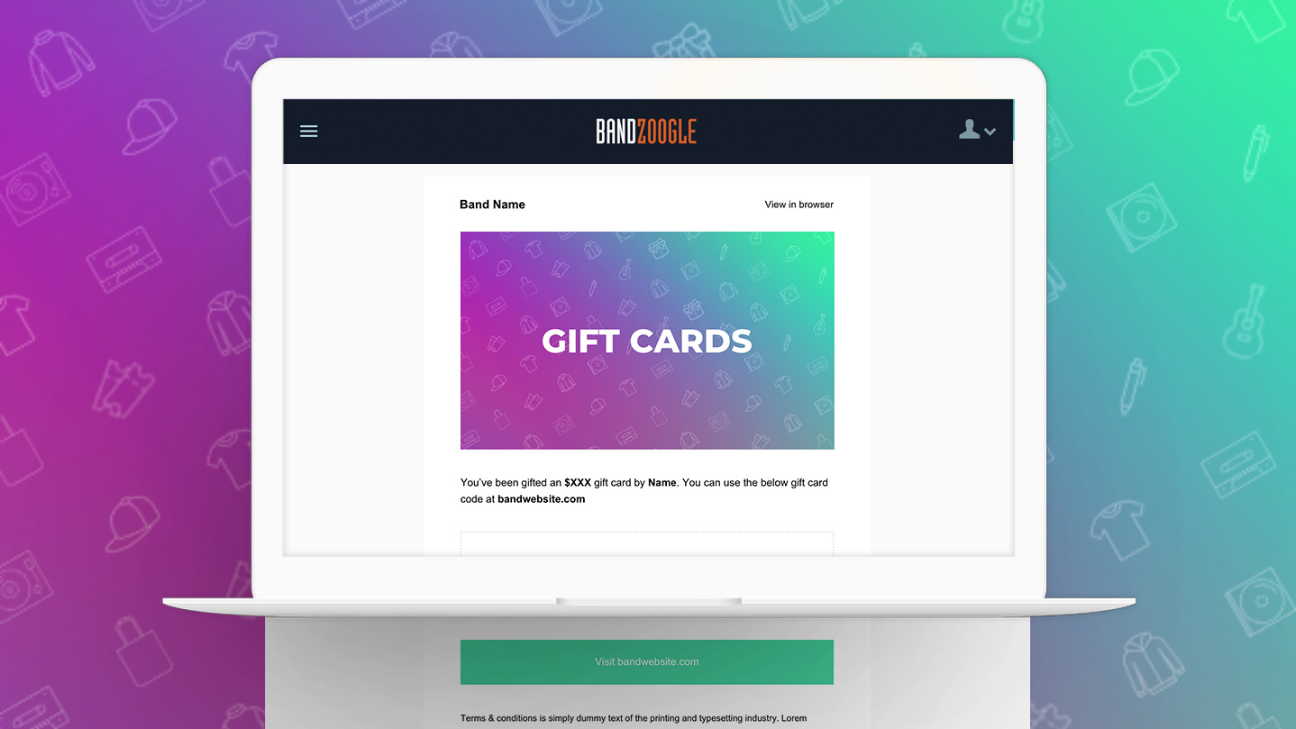 New: sell gift cards from your Bandzoogle store