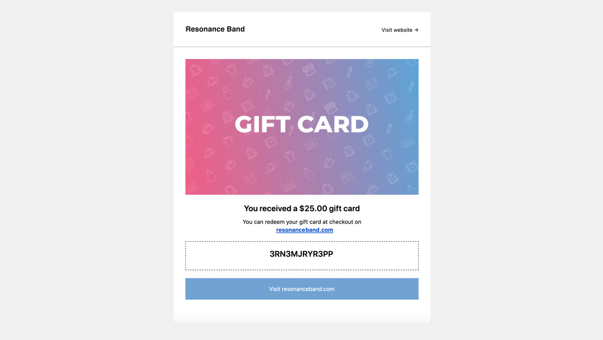 Sell gift cards from your Bandzoogle store