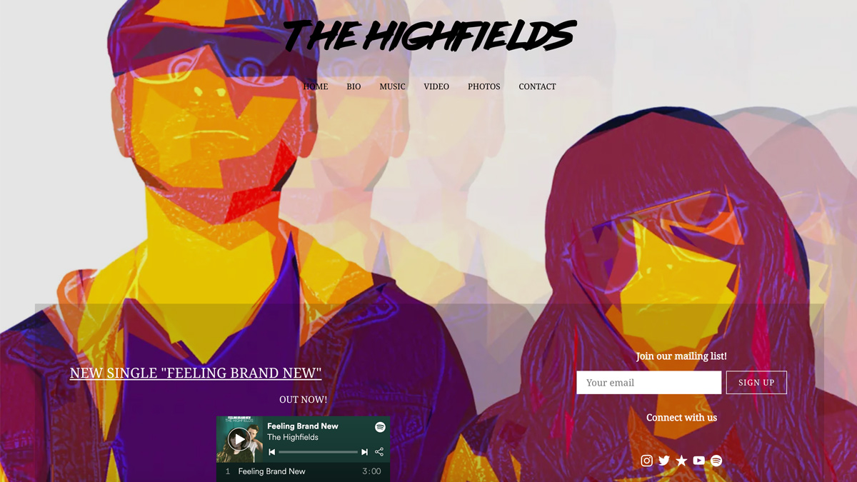 Band website template example: Shade