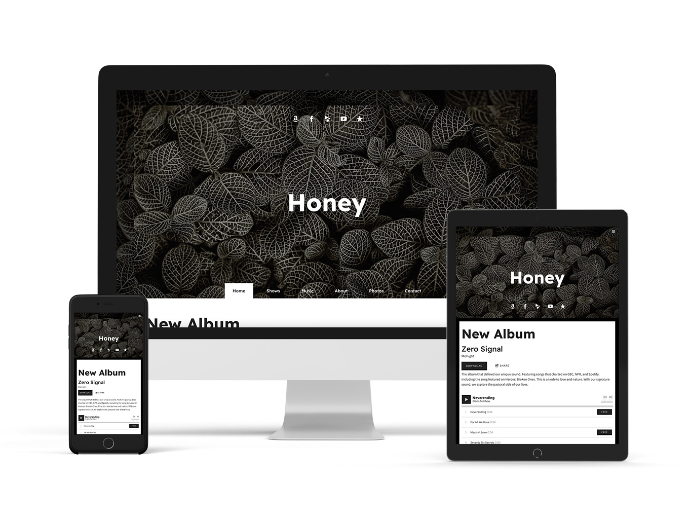 Bandzoogle Blog - New Website Template Honey - Neutral