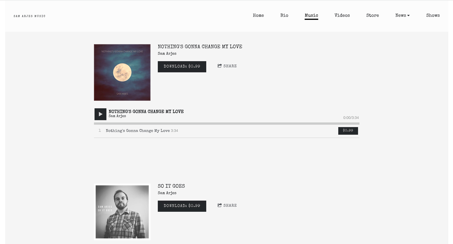 How to sell a single from your music website example