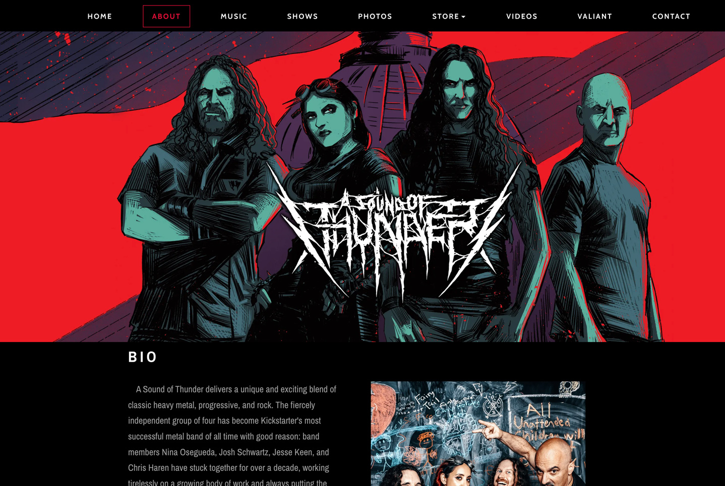 Band website bio page