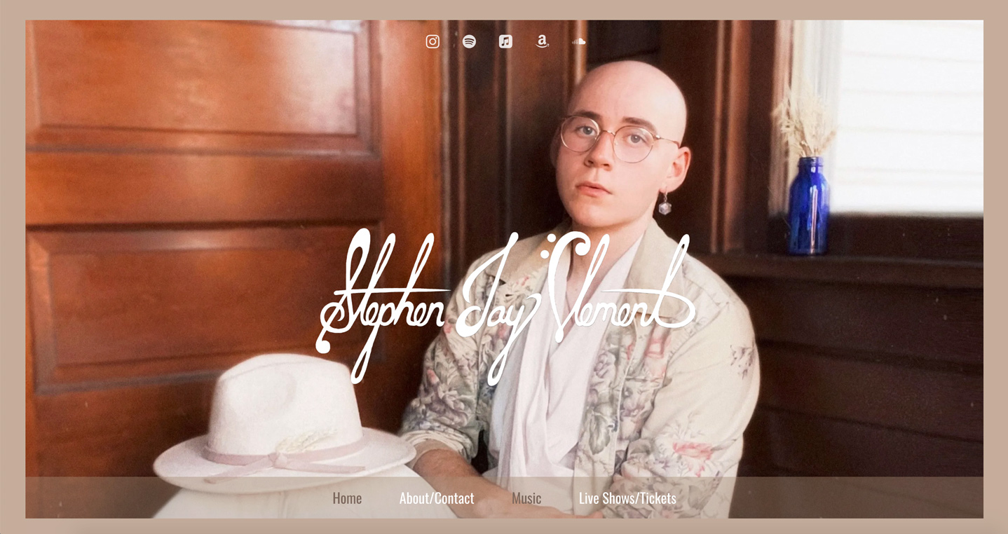Screenshot of Bandzoogle website for artist 'Stephen Jay Clement'