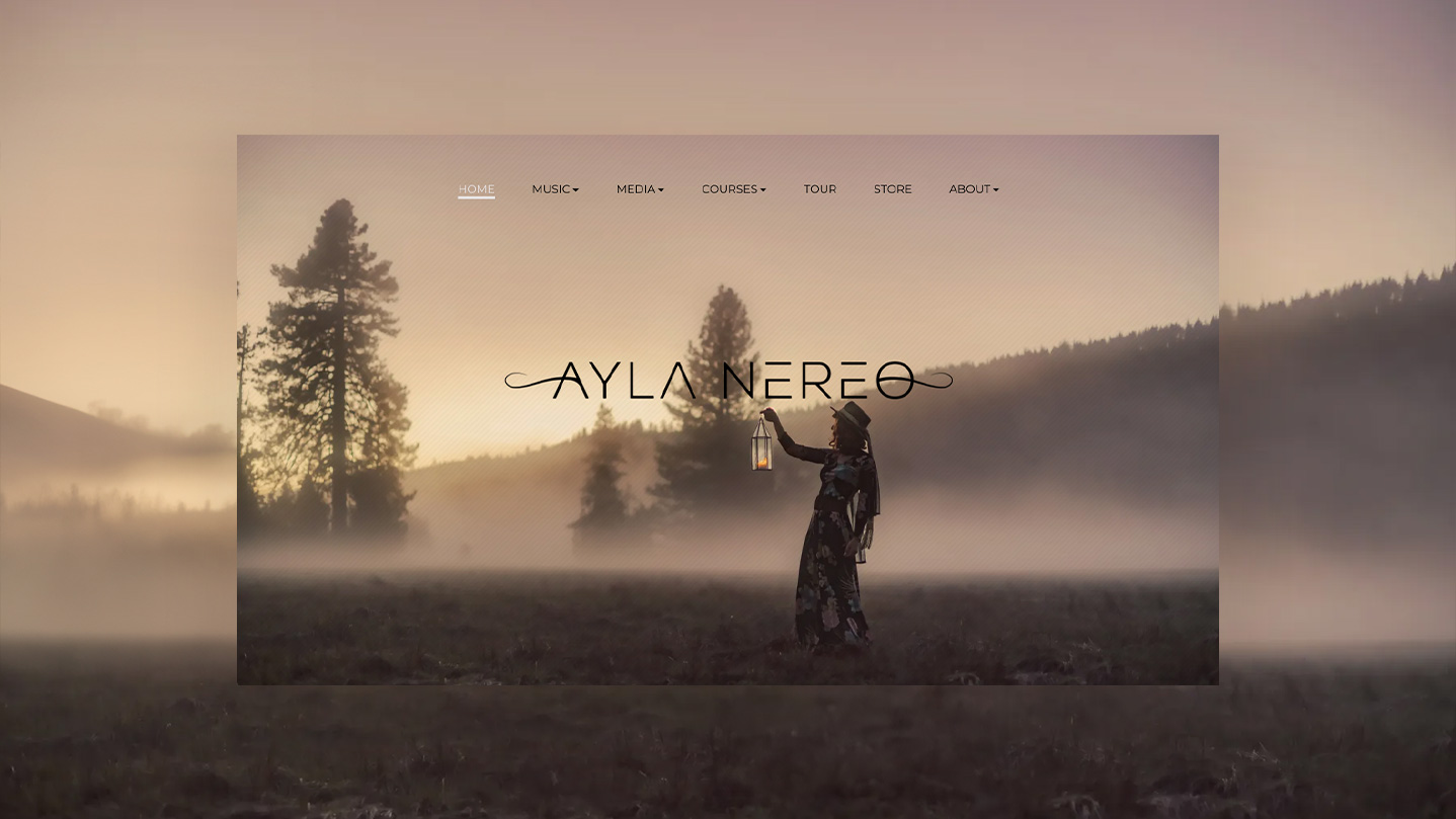 Homepage of musician Alya Nereo's music website