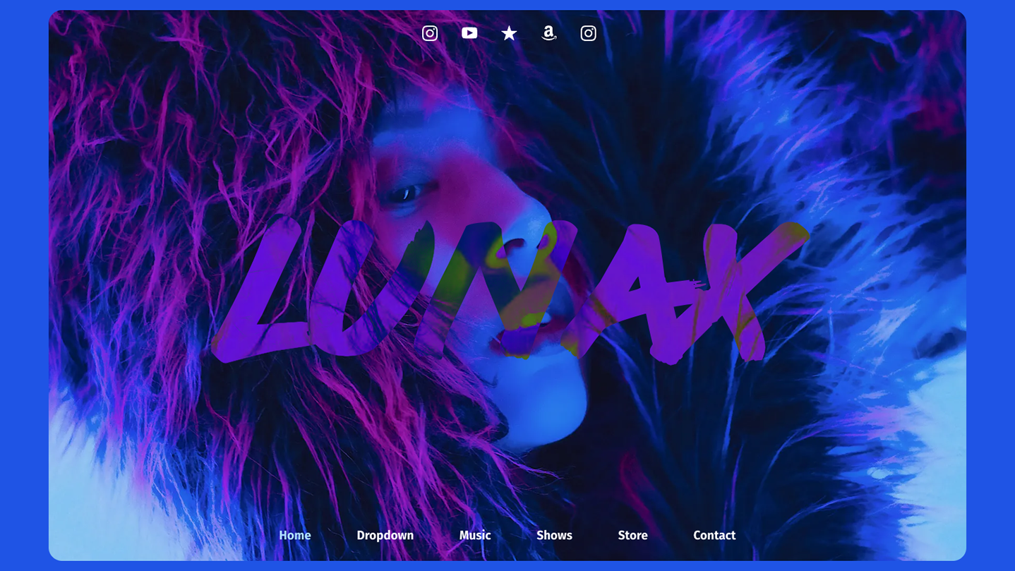 Website mockup displaying the 'bold' variant of Bandzoogle's new Acid website template.