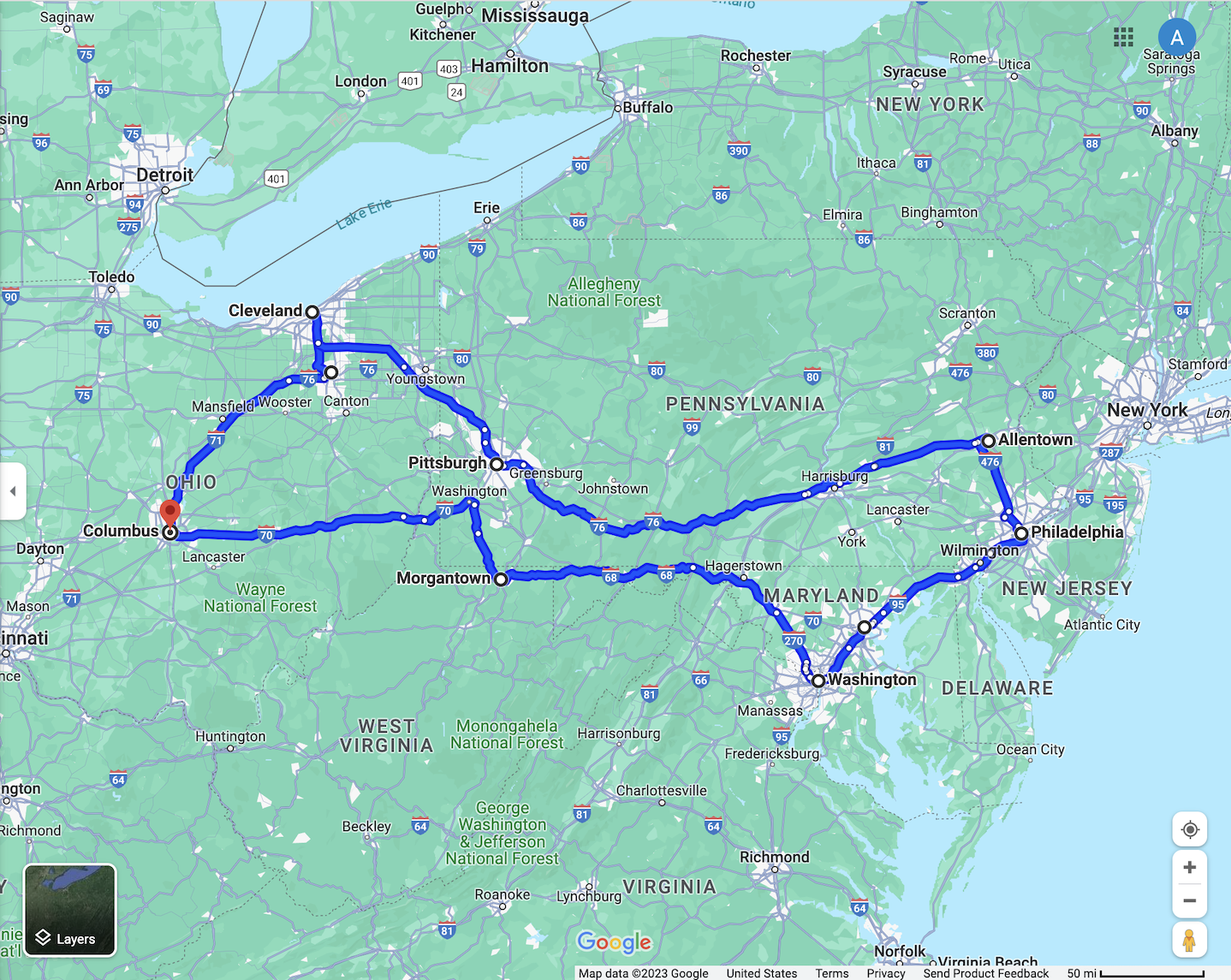 Artist Growth Tour Routing Map Example