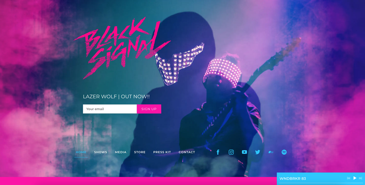 15 of the best music website designs: screenshot of Black Signal website