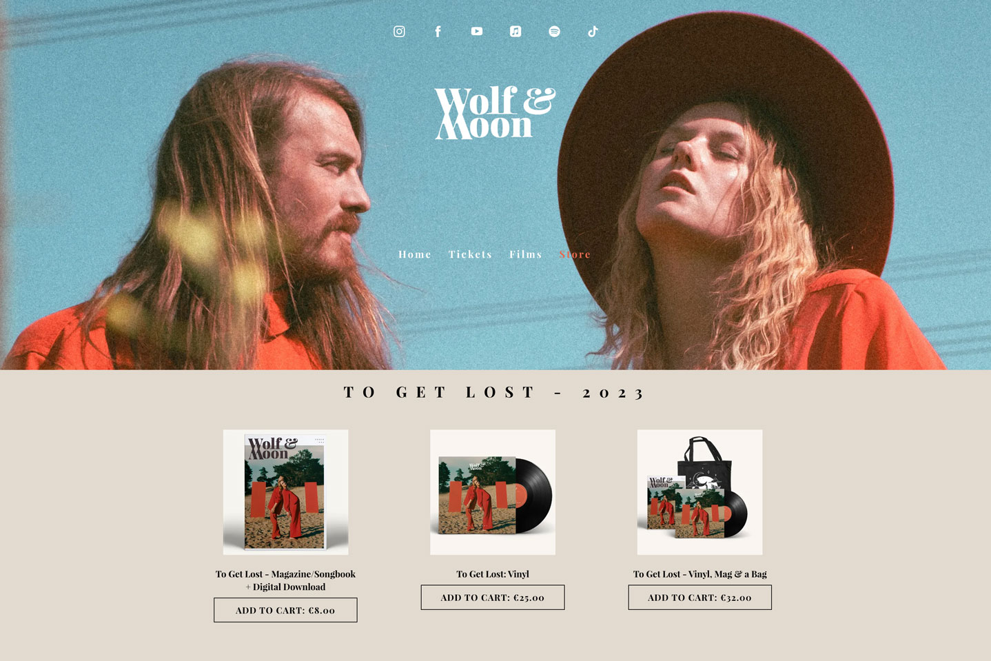 15 of the best music website designs: screenshot of Wolf & Moon website