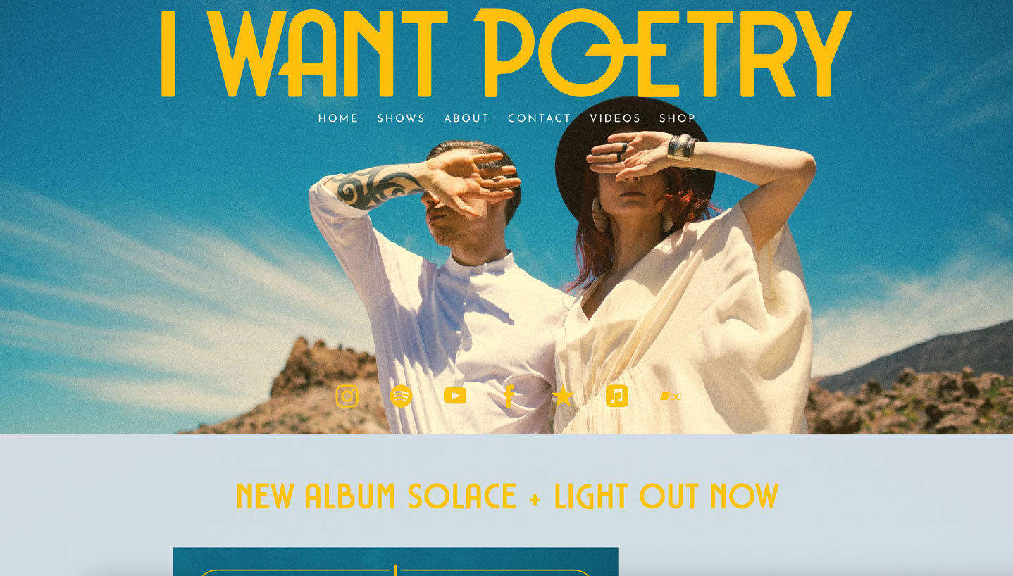15 of the best music website designs: screenshot of I Want Poetry website