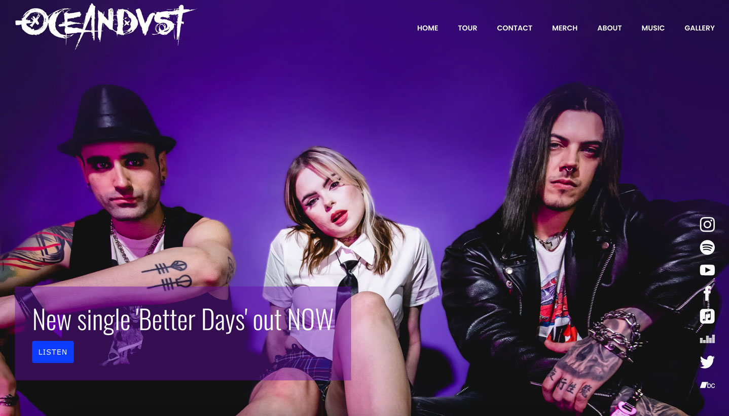 15 of the best music website designs: screenshot of OCEANDVST website