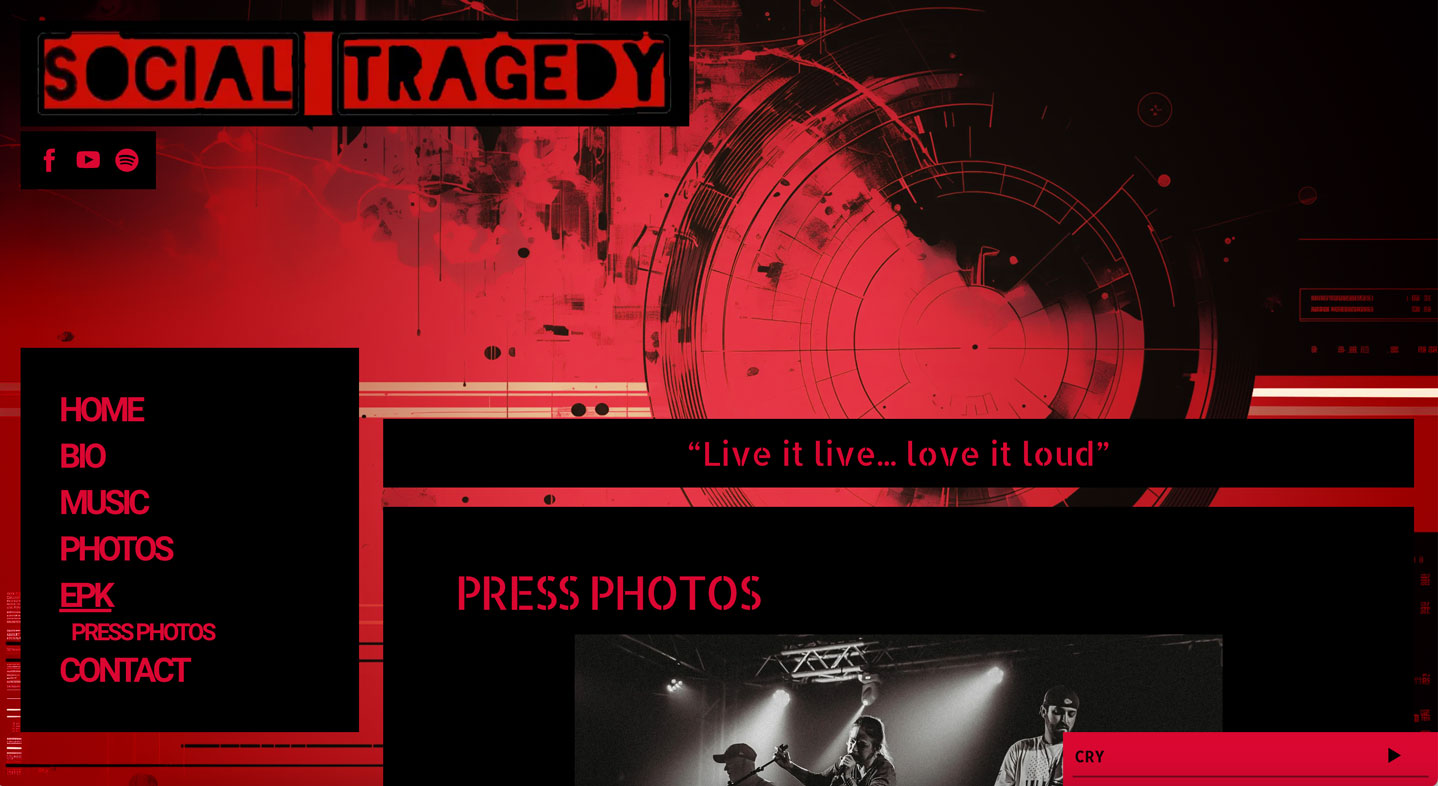 16 website templates for musicians and bands - example of Beatrice template