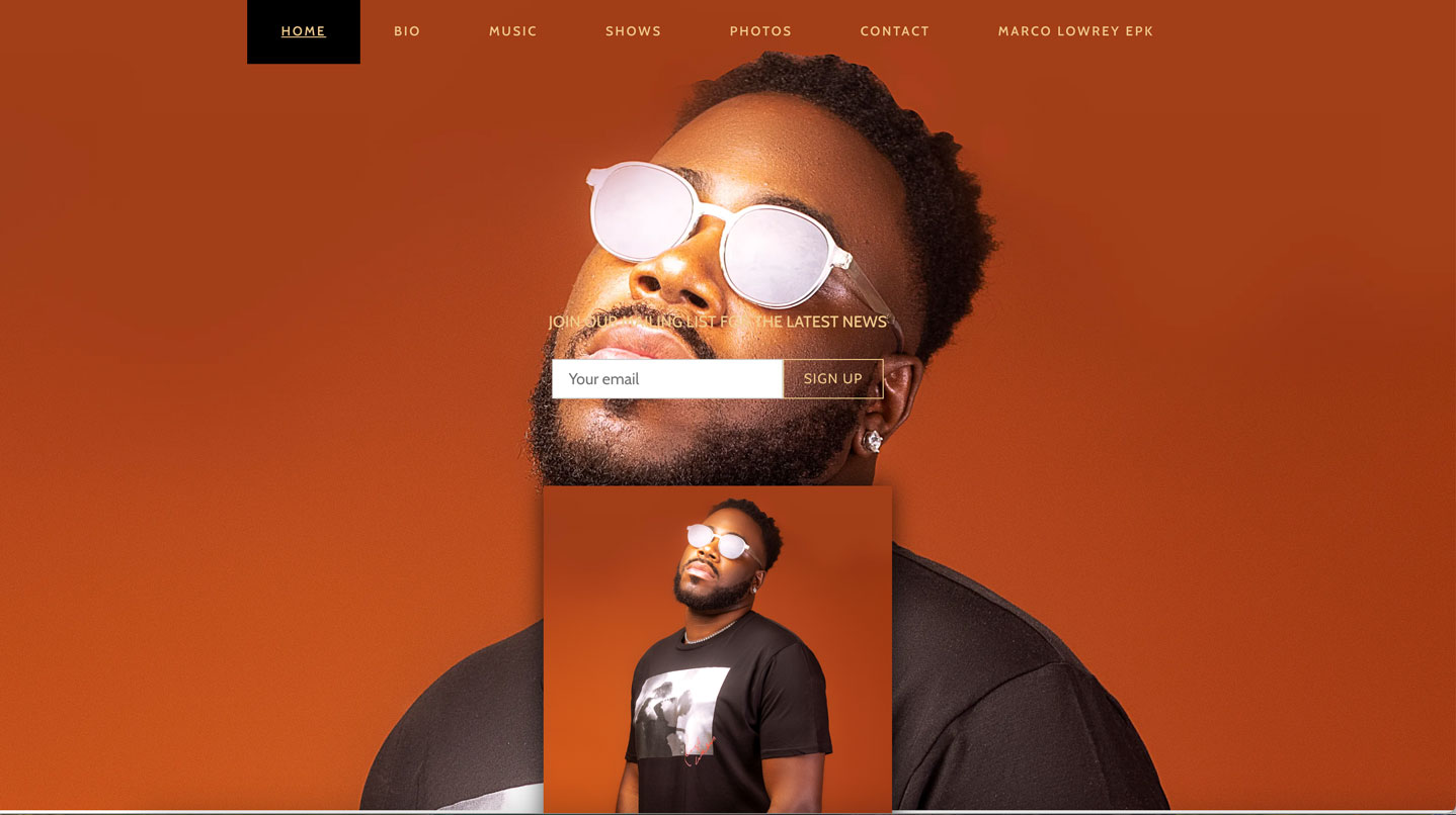 16 website templates for musicians and bands - example of Empire template