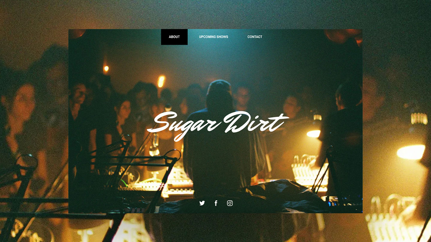Bandzoogle: How to Create a DJ Press Kit. Screenshot of Sugar Dirt DJ website.