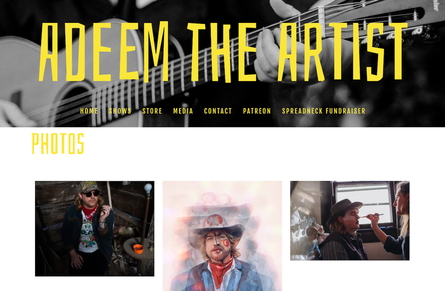 How to build a singer website: screenshot of artist Adeem the Artist's music website