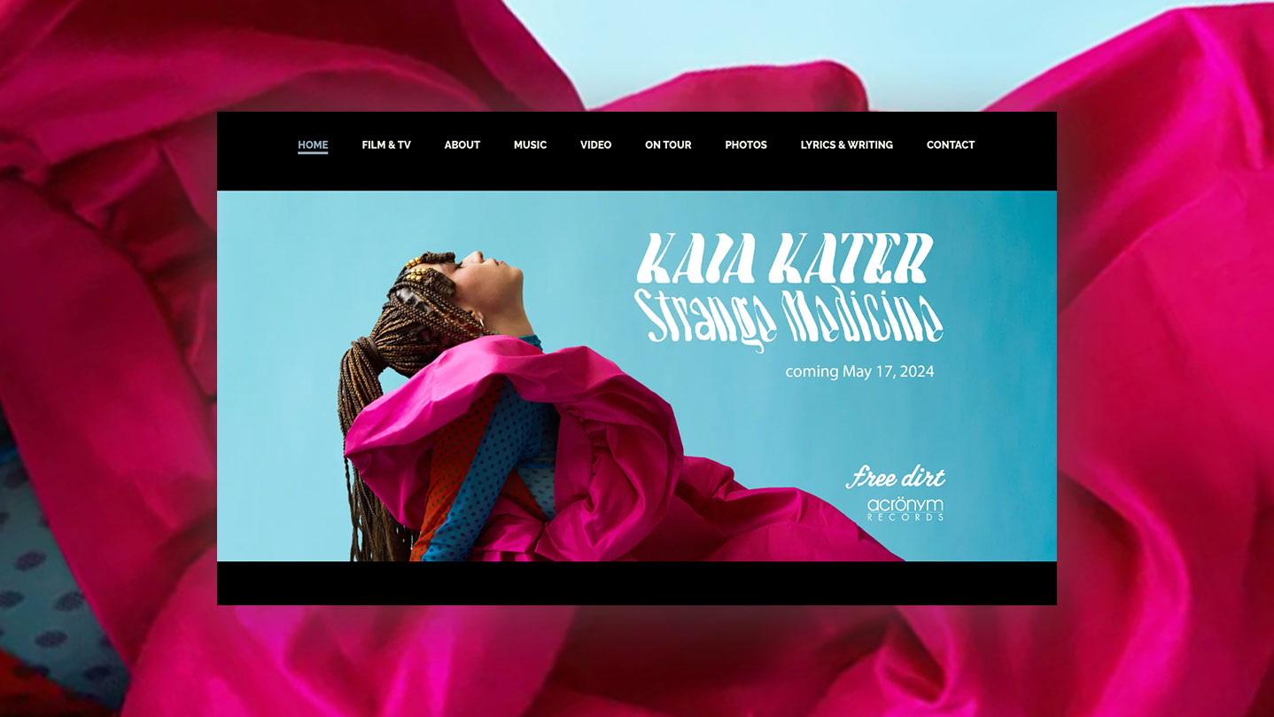 Header image of screenshot from musician Kaia Kater's website