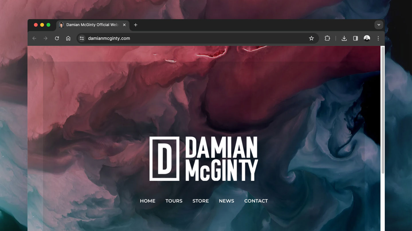 Bandzoogle: How to choose a domain name for your music website. Screenshot of Damian McGinty website header.