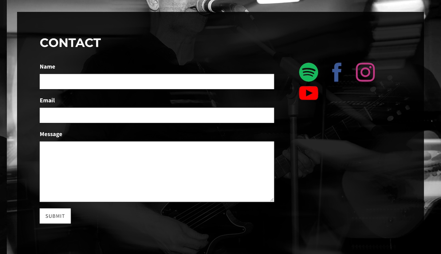 Bandzoogle blog - Creating a Onesheet for your music: 7 tips for success. Screeenshot of 'The Giant Low' contact form.